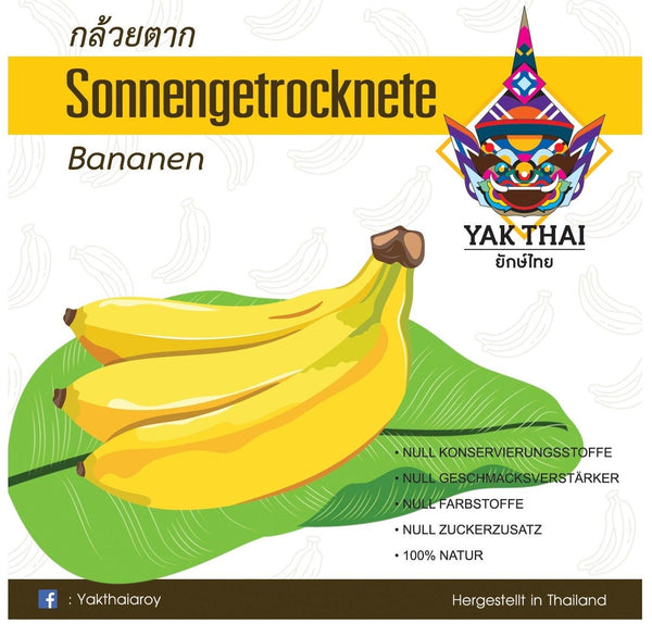 Sonnengetrocknete Thai Bananen (Namwa) - Kluaytak - Yak Thai